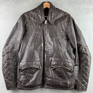 Vintage Schott Brown Leather Motorcycle Jacket Shoulder Elbow Talon Zipper M